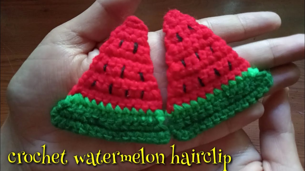HOW TO CROCHET: WATERMELON HAIRCLIP | watermelon applique | Lanie Joyce B.