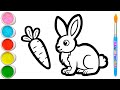 Gambar Kelinci Makan Wortel Menggambar, Melukis, Mewarnai untuk Anak, Balita | Pelajari Hewan #286
