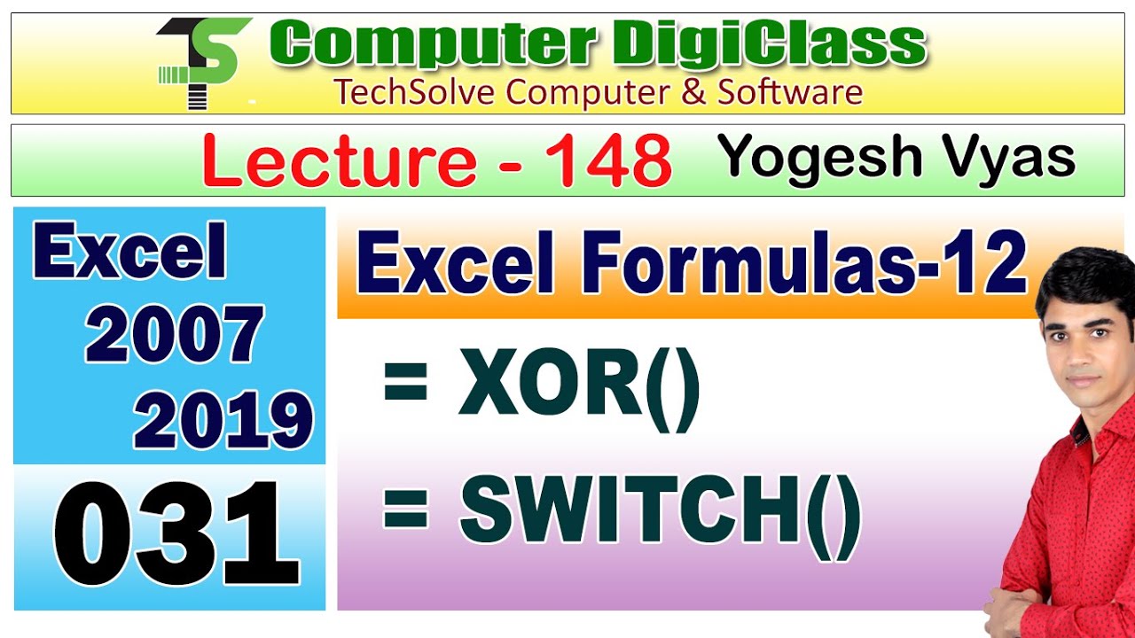 Lecture - 148 : Excel : SWITCH and XOR function how to use in excel ...