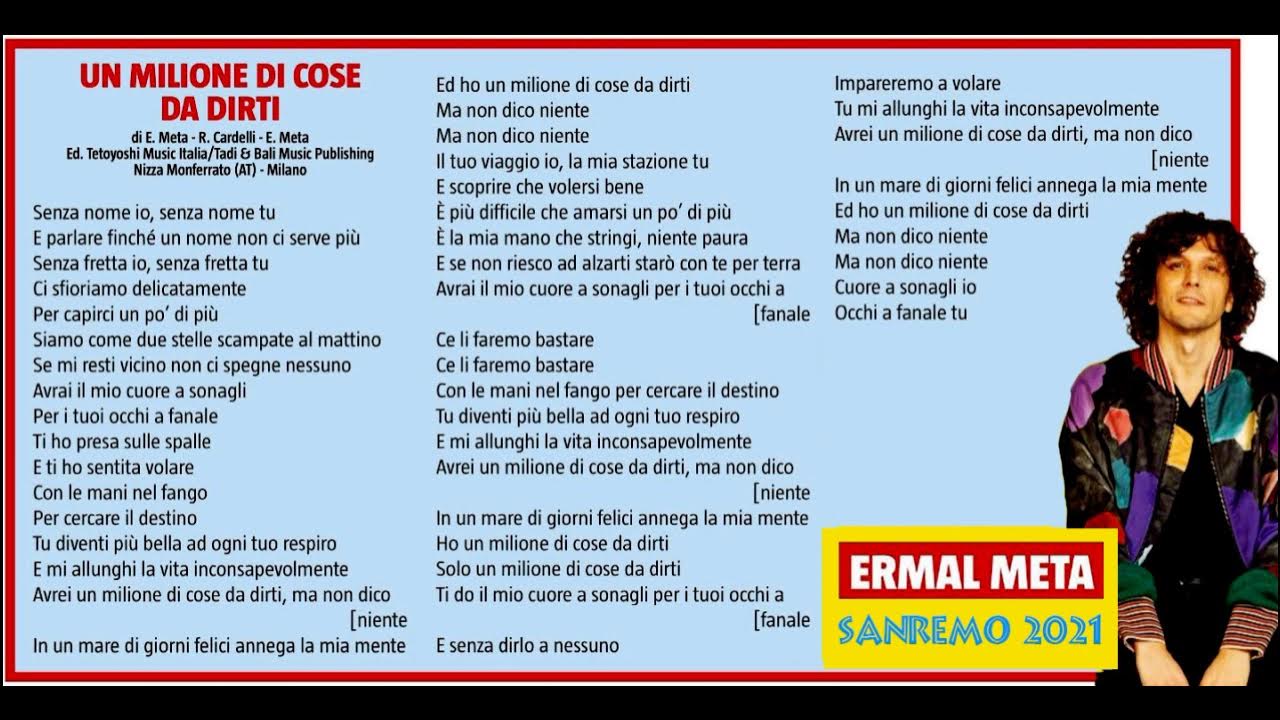 Ermal Meta Un milione di cose da dirti {TESTO} YouTube Ermal Meta Un milione di cose da dirti {TESTO} YouTube