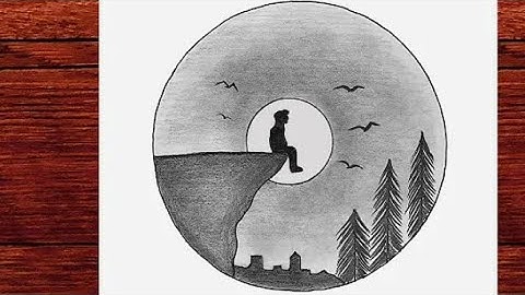 How to Draw a Sad Boy Sitting Alone | Easy step by Step Circle Scenery Drawing Toturial | Pencil Art