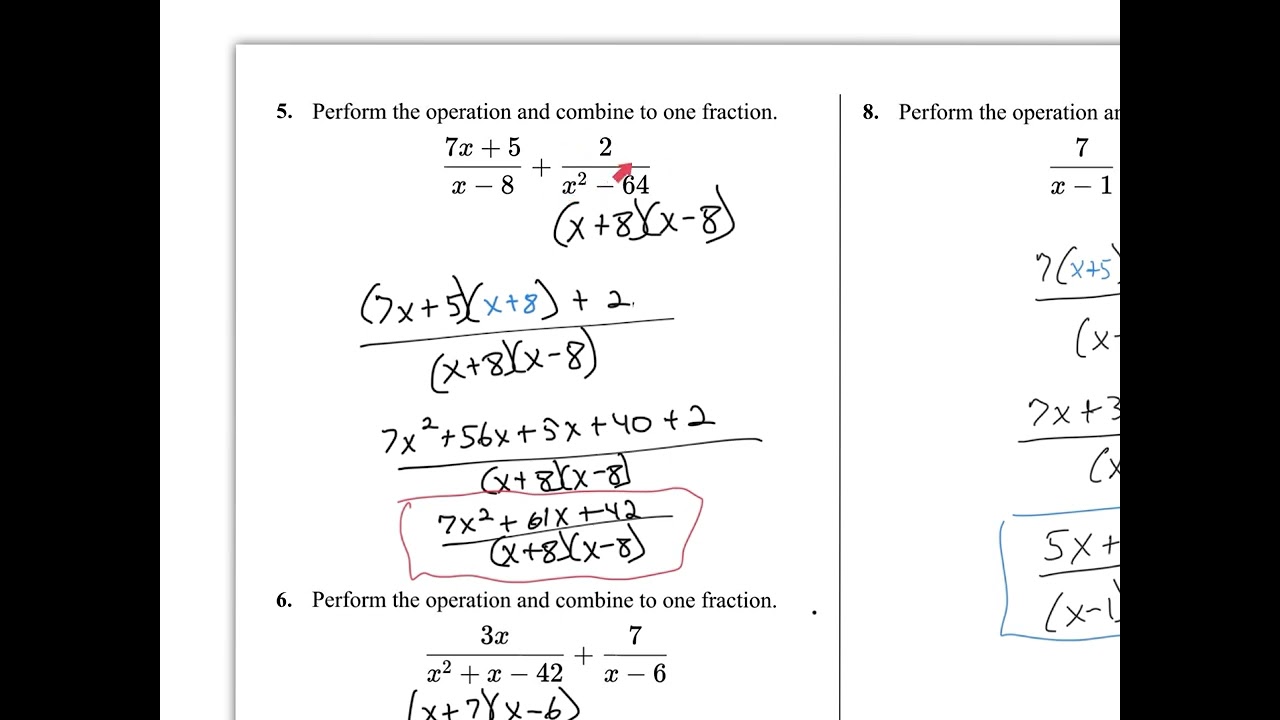 Adding and Subtracting Rational Expressions