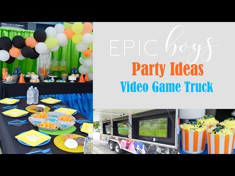 kids-birthday-party-ideas!!-(boys-video-game-truck)-||-organic-balloon-garland