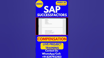 SAP SuccessFactors Compensation Training Online Tutorial Class 39 2025 #sapsuccessfactorstraining