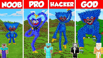 Huggy Wuggy Build Battle Challenge - Noob vs Pro vs Hacker vs God - Minecraft vs Poppy Playtime