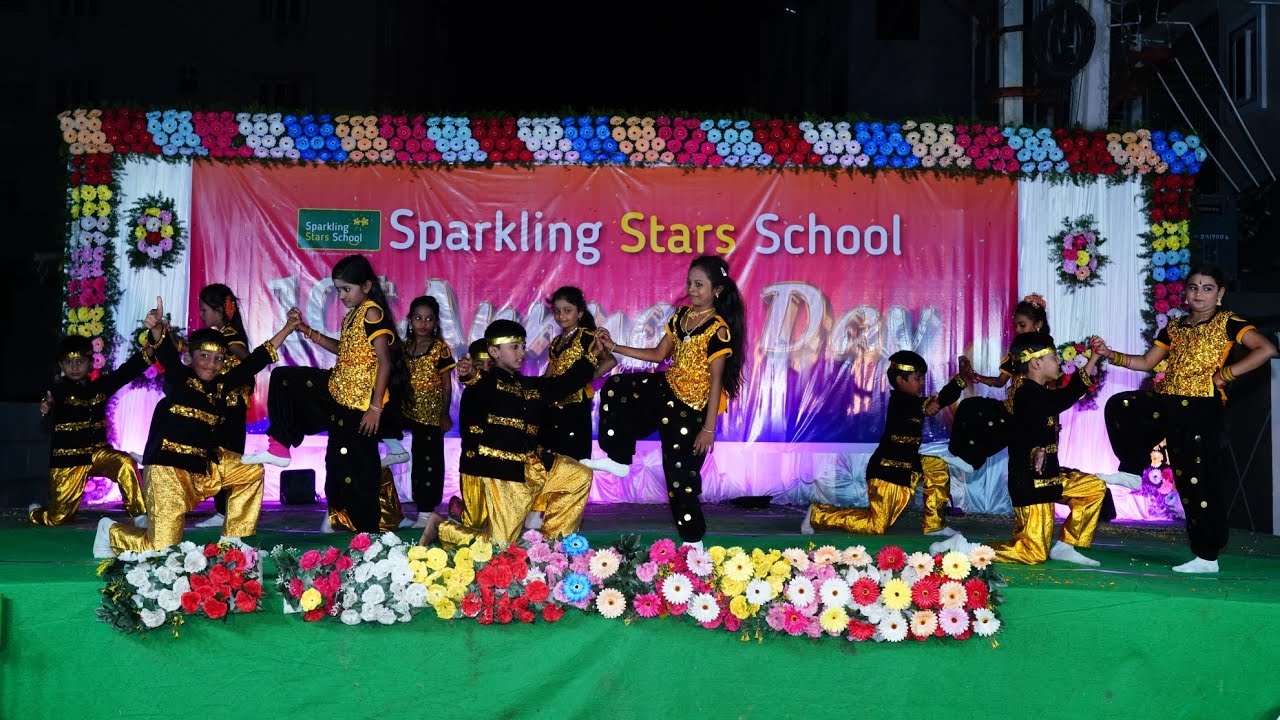 1st,2nd,3rd,4th Classes Song dance performance.|10th Annual Day Celebrations.|Sparkling Stars School