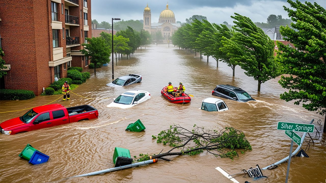 Chaos in Washington DC & Maryland! Flash Flooding Sweep Away Cars ...