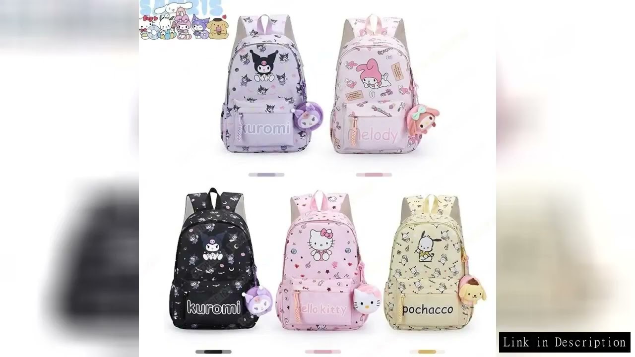 Anime Backpacks Sanrio Plush Toy Hellokity Kuromi Cinnamoroll Pachacco Backpack Kids Black Schoolbag