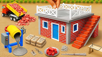 DIY Mini Truck Builds Brick & Metal Railing Bridge | Fun Construction Science Project