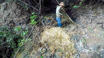 Removal Wood And Trash Flow Clogged In Canal