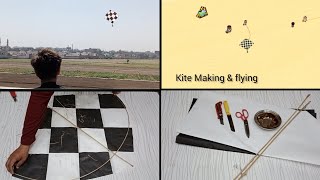 How to make black and white fighter kite - Kite flying test - Diy - Kite crafts - Tarzan kite Making screenshot 5
