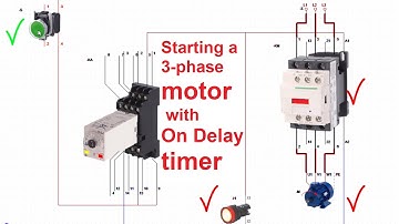 Starting a 3-phase electric motor with "On Delay" timer