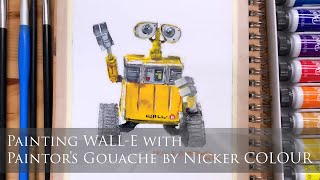 ニッカー絵具「ペインターズガッシュ」でウォーリーを描く Painting WALL-E with Painter's Gouache by NICKER COLOUR