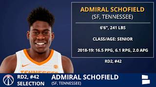 Admiral Schofield Selected By Wizards With Pick #42 In 2nd Round of 2019 NBA Draft: Grade \& Analysis