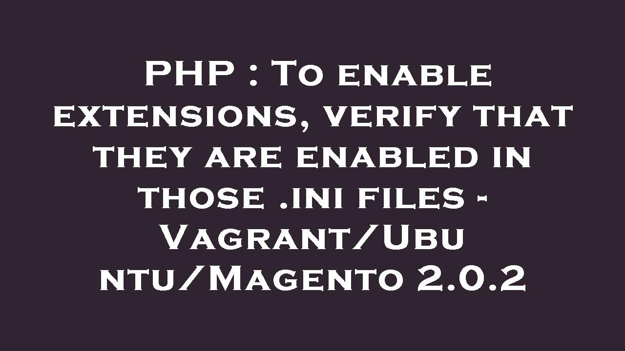 Php enable extension