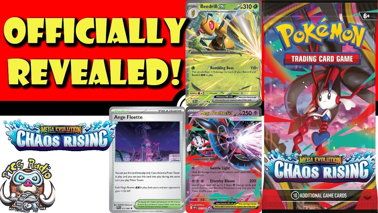 Great New Cards Officialy Revealed from Chaos Rising! Mega Floette ex!  Beedrill! (Pokmon TCG News)