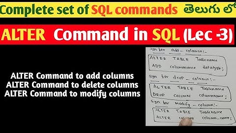 alter command in SQL in Telugu | DDL commands in SQL | SRT Telugu Lectures | SQL tutorials in Telugu
