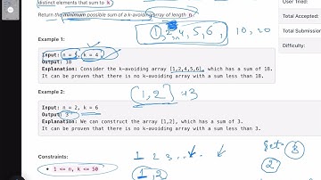 Leetcode Weekly contest 359 - Medium- Determine the Minimum Sum of a k-avoiding Array