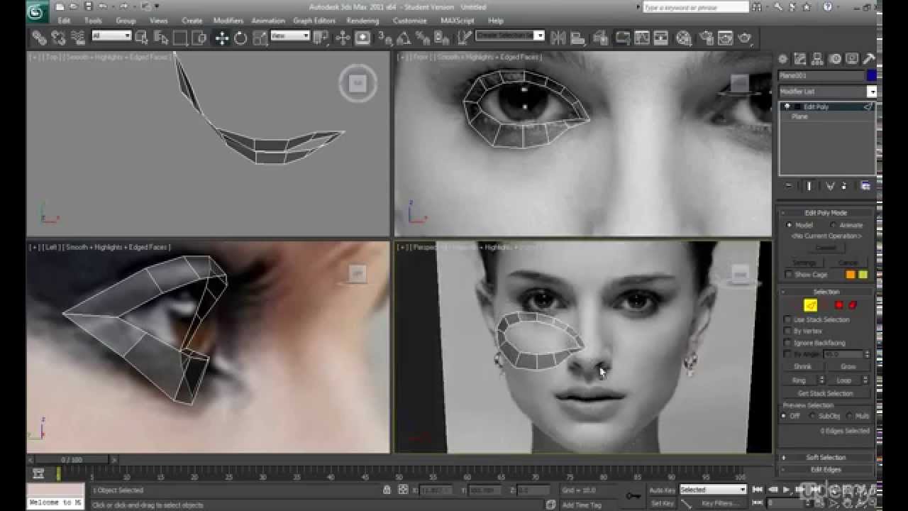 3ds Max - Part 2 - Human Character Head Modelling of Natalie Portman - YouTube
