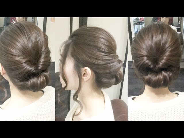 ミディアムヘアーのアップスタイル ギブソンタック くるりんぱ Youtube