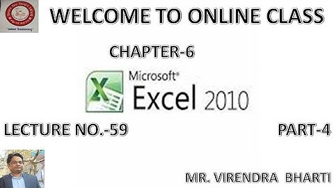 Ch 6 Microsoft Excel 2010 (Part-4) Class 6  Lecture No-59