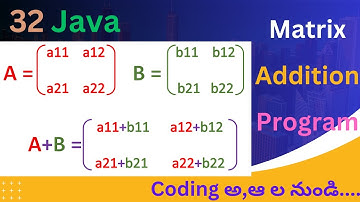 Java Program to Add Two Matrices in Telugu | Matrix Addition Program in Java Telugu