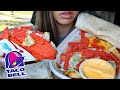 ASMR EATING TACO BELL CAR MUKBANG FLAMIN HOT LOADED NACHO FRIES CHEESE NO TALKING REAL TWILIGHT SHOW