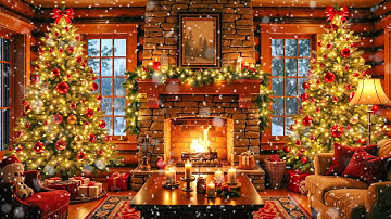 Relaxing Background Christmas Music 🔥🎄 Christmas Instrumental Music Fireplace 🎅 Christmas Carols