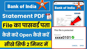 Bank of india statement pdf password | How to open bank of india statement pdf password