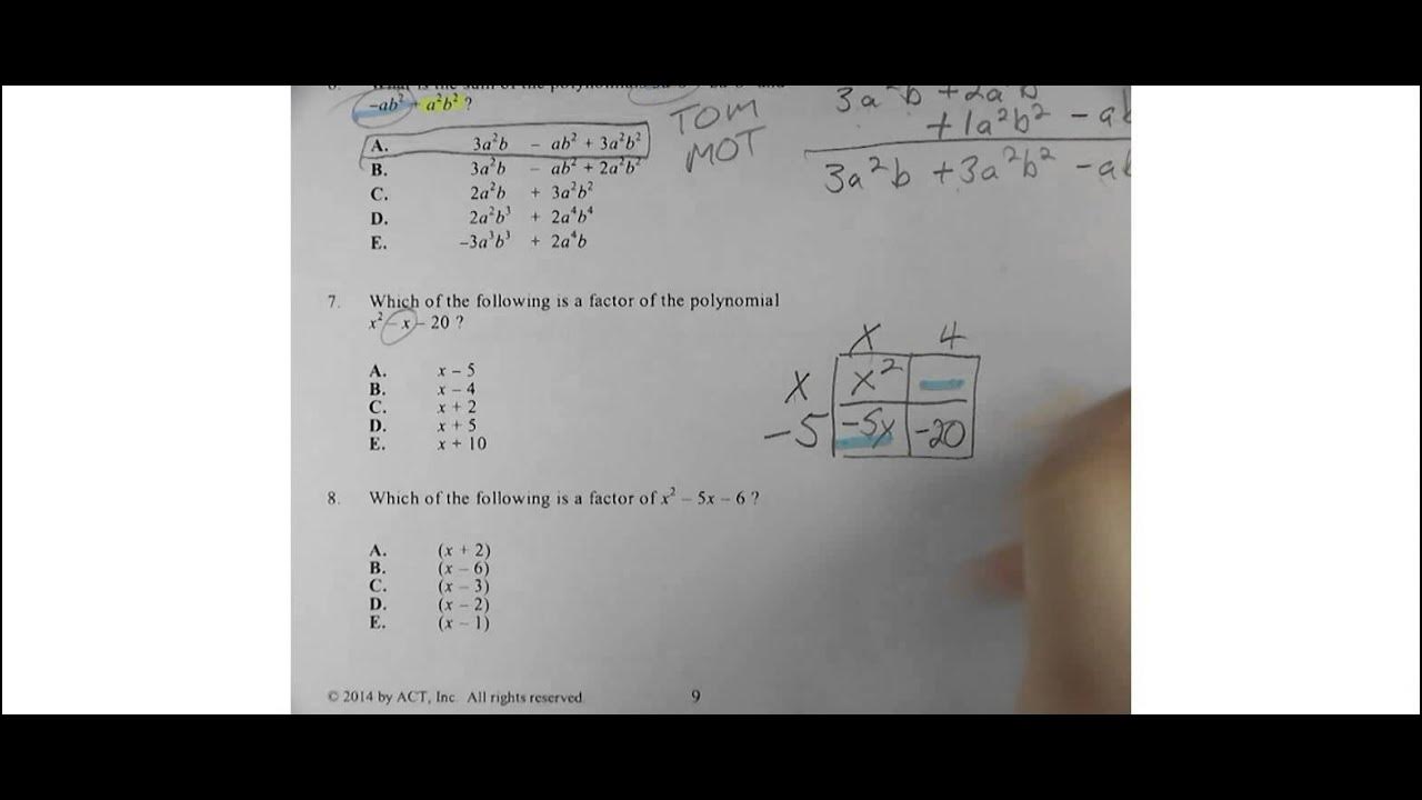 Compass Math Placement Practice Problem A7 YouTube