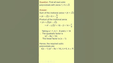Finding Cubic Polynomials With Given Irrational Zeros #shorts