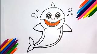 How to draw a baby shark/Draw a baby shark in easysteps/Easy drawings/Drawing video/Soft Drawing🫠 screenshot 1