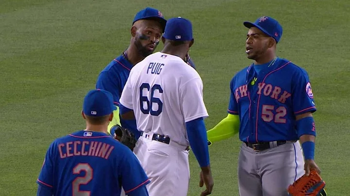 NYM@LAD: Puig talks to Cespedes, Reyes between fra...