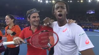 Tennis "Craziest" Doubles Match You've NEVER Seen Before! (Federer & Monfils Facing Novak Djokovic)