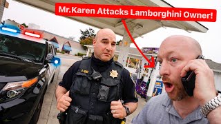 CRAZY GUY ATTACKS LAMBORGHINI OWNER AT  GAS STATION!  POLICE SWARM...