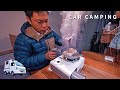 Winter car camping car camping in heavy rain enjoy the sound of rain light truck camper 189