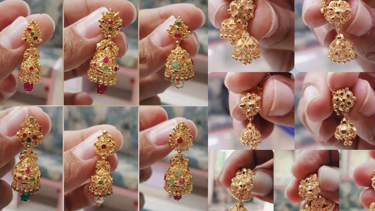 Gold buttalu earrings low weight earrings//below 10grams buttalu earrings -  YouTube