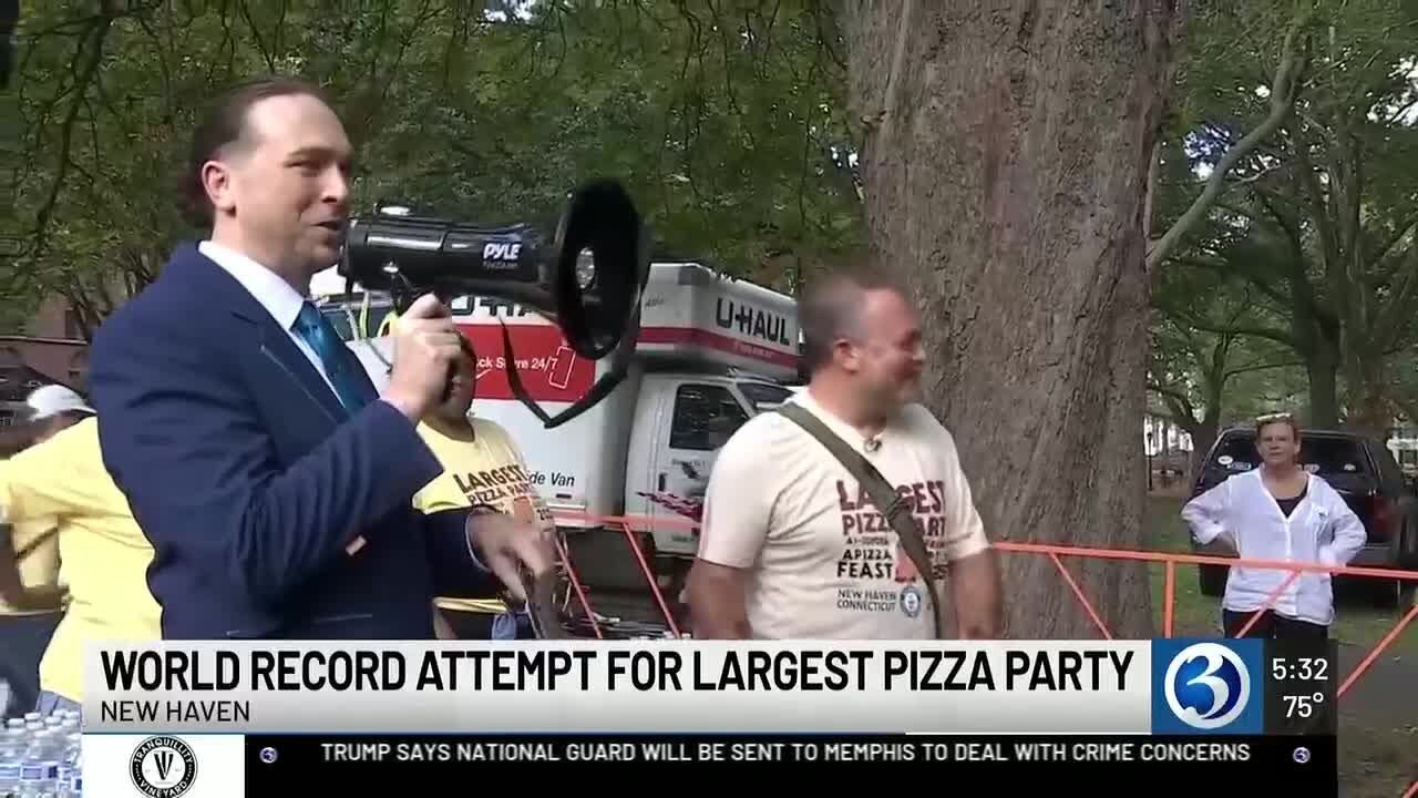 New Haven making world record attempt for largest pizza party - YouTube
