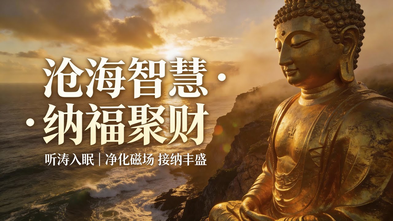 沧海智慧 · 纳福聚财梵音 | 绝美海上日出，3小时海浪白噪音与佛号循环，净化磁场，带来好运与富足