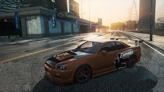 upgrading the legendary nissan r34 with eddie'd livery in nfs mw 2012