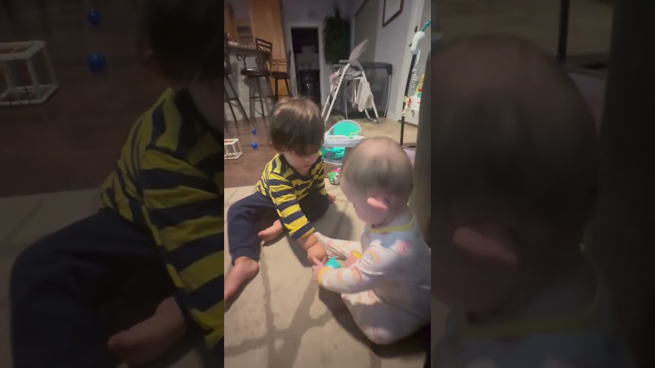 Mom saves baby girl from falling over then big brother accidentally throws toy at her head