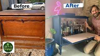 Turning an old vintage cabinet into a DIY drinks cabinet bar