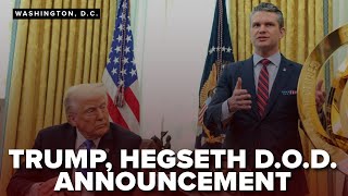 Donald Trump and Secretary of Defense Pete Hegseth talk about the new F 47 fighter jet