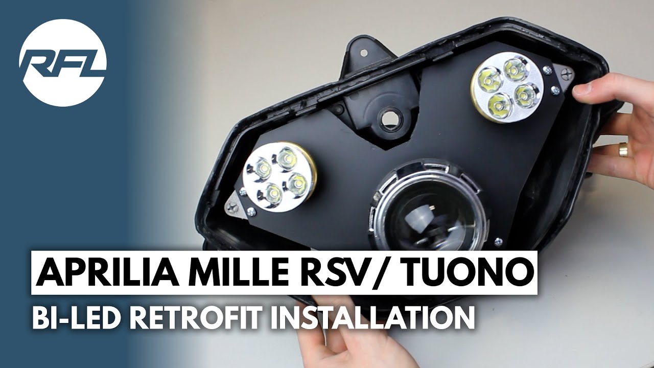 Aprilia RSV Mille / Tuono BiLED projector headlight light upgrade DIY