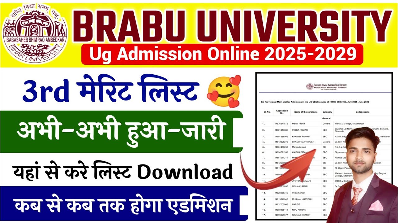 bihar university third merit list out|bihar university 3rd merit list download|brabu 3rd merit list