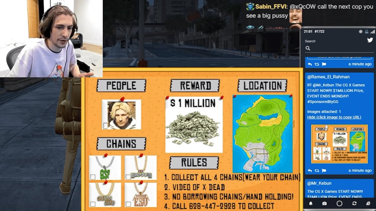 xQc finds out Chang Gang put $1 million bounty on his head (GTA RP)