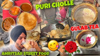 Best Poori Cholle in Amritsar 😍 Gulab Tadka TEA | Amritsar Street Food