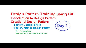 Design Pattern using C# Training  - Day 1 | Factory and Factory Method Design Patterns in C#
