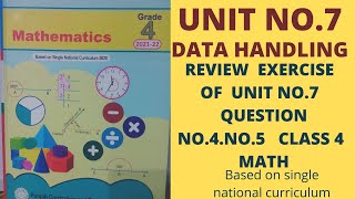 Exercise 3 of unit no.7(Data handling)QUESTION NO.4 NO.5 class 4 math /single national curriculum