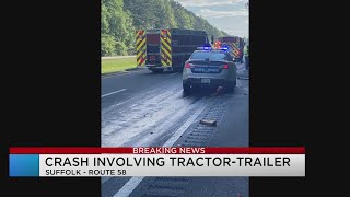 2 airlifted after crash with tractor-trailer on Route 58 in Suffolk